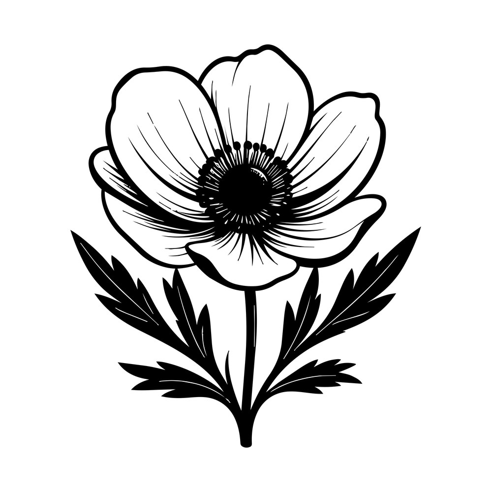 Anemone Line SVG cut file – SVG, PNG, DXF