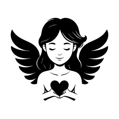 Angel Heart Front SVG cut file