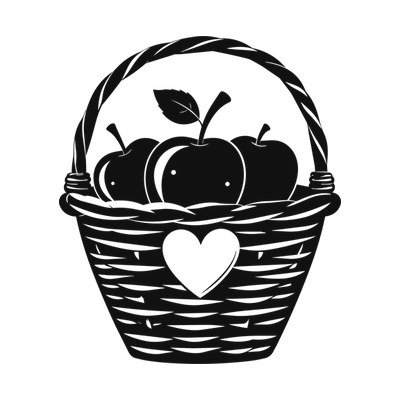Apple Basket Heart Side SVG cut file