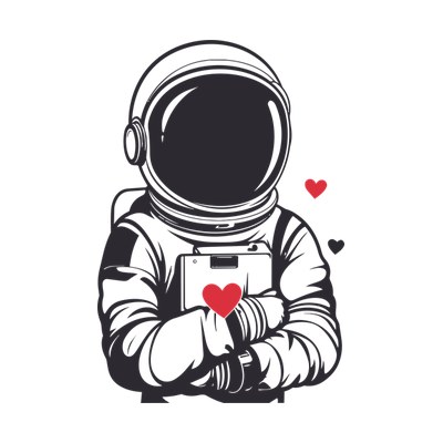 Astronaut Heart Front SVG cut file