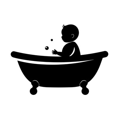 Baby Bath Silhouette SVG cut file