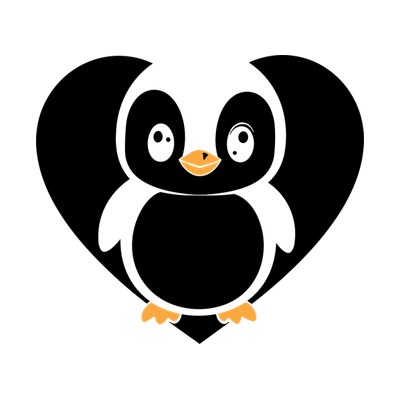 Baby Penguin Heartframe Front SVG cut file