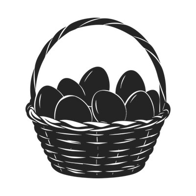 Basket Of Eggs Silhouette Side SVG cut file
