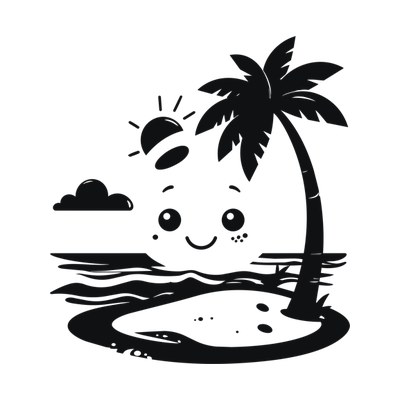 Beach With Palm Cartoon Front SVG cut file