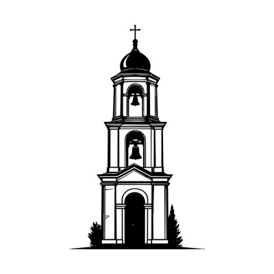 Bell Tower Thickline SVG cut file
