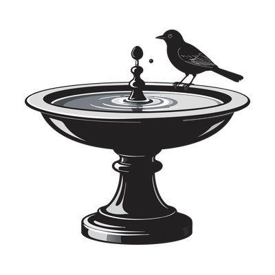 Bird Bath Retro Side SVG cut file