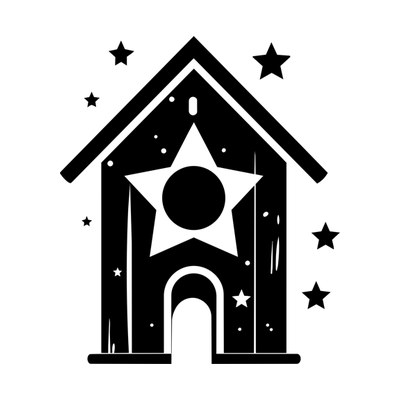 Bird House Stars Side SVG cut file