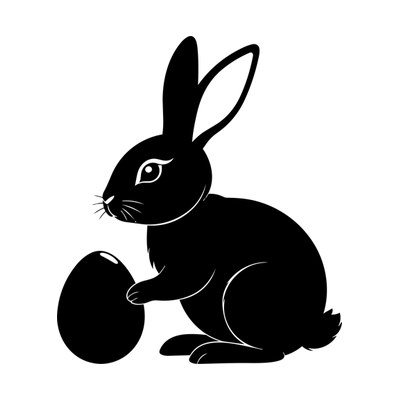Bunny With Egg Retro Side SVG cut file