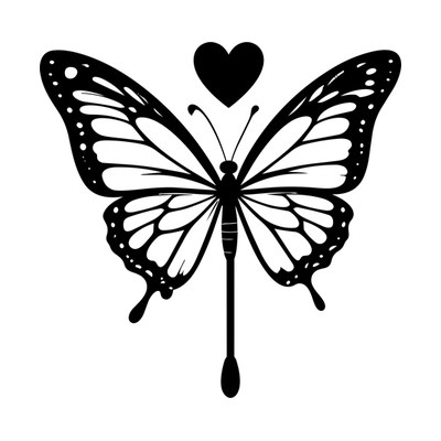 Butterfly Net Heart Side SVG cut file