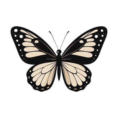 Butterfly With Round Wings Retro SVG cut file
