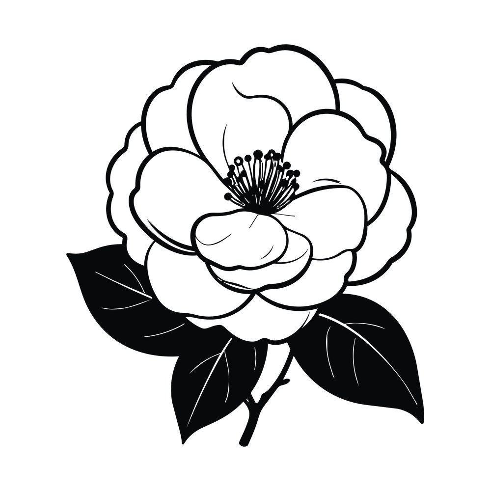 Camellia Line SVG cut file – SVG, PNG, DXF