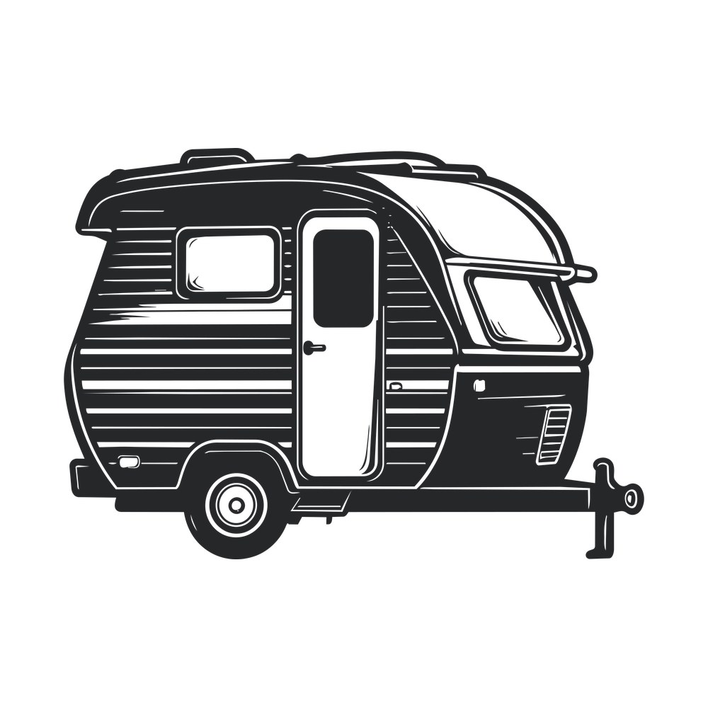 Camper Trailer Sticker Front – original artwork without the sticker border
