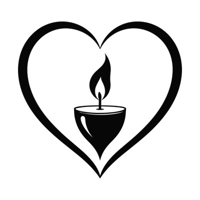 Candle Flame Heartframe Side SVG cut file
