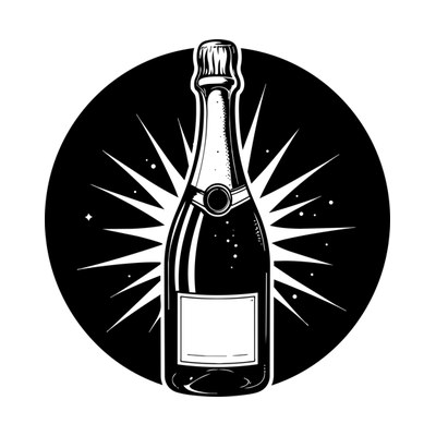 Champagne Bottle Retro Front SVG cut file