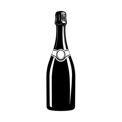 Champagne Bottle Stencil Side SVG cut file
