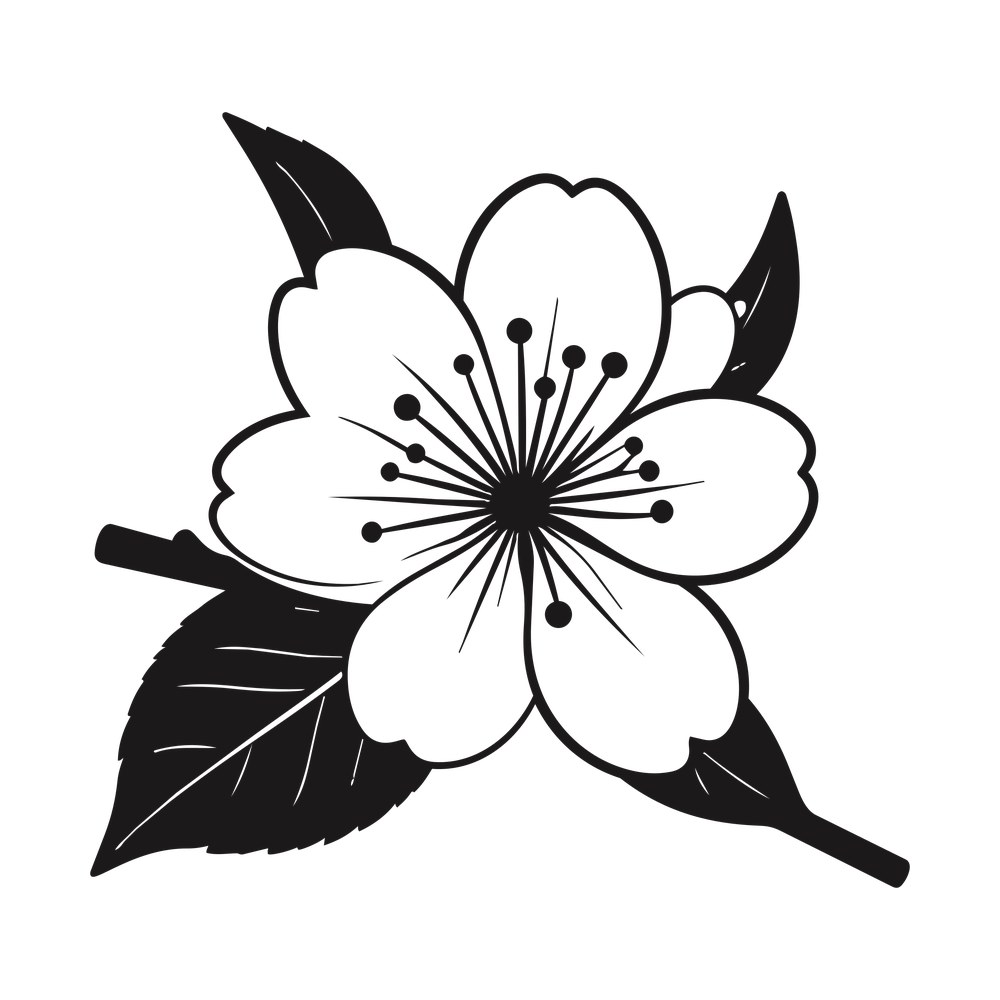Cherry Blossom Line SVG cut file – SVG, PNG, DXF