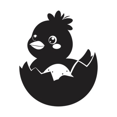 Chick In An Egg Cartoon Side SVG cut file