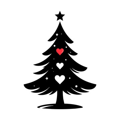 Christmas Tree Heart Side SVG cut file