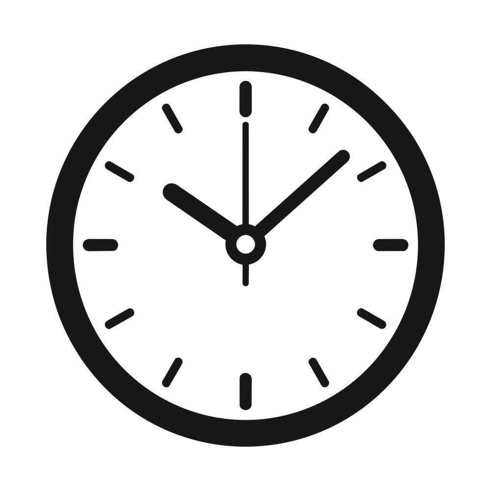 Round wall clock outline with thick rim, empty dial, tick marks and three hands