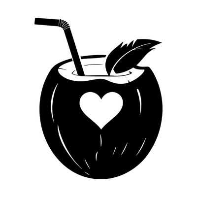 Coconut Drink Heart Side SVG cut file