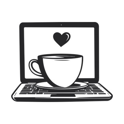 Coffee And Laptop Heart Front SVG cut file