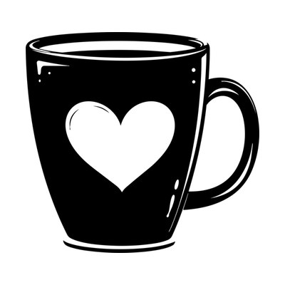 Coffee Mug With Heart Retro Front SVG cut file