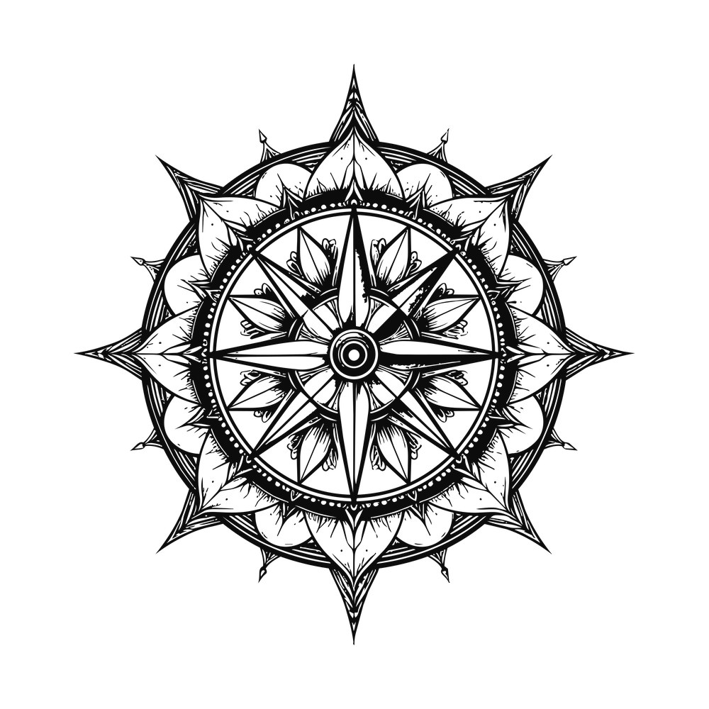 Compass Mandala SVG cut file – SVG, PNG, DXF