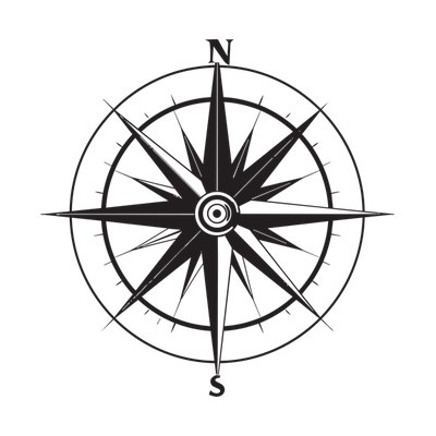 Compass Rose Thickline Side SVG cut file