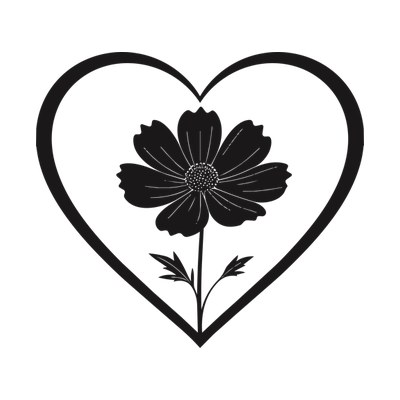 Cosmos Flower Heartframe Front SVG cut file