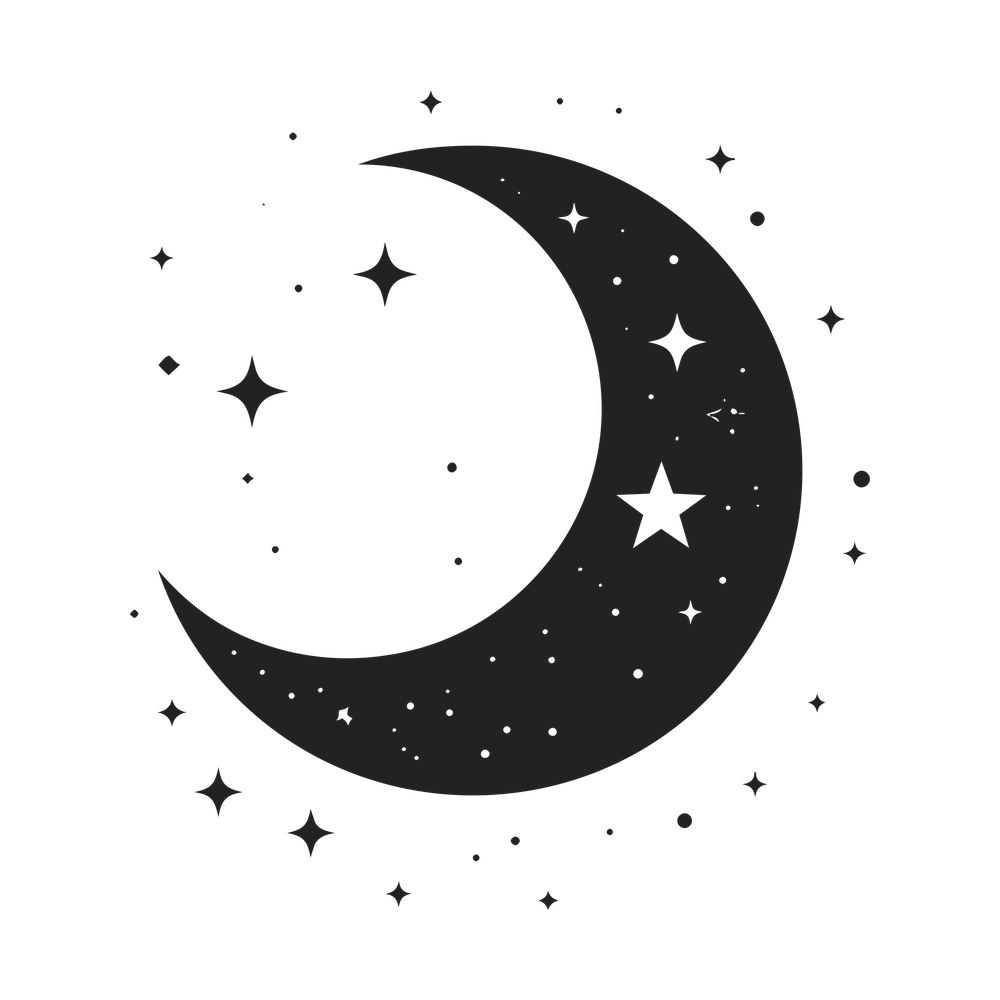 Crescent Moon Stars SVG cut file – SVG, PNG, DXF