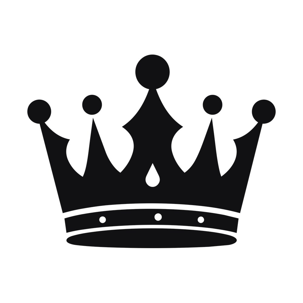 Black simple crown sticker with five ball-tipped points and a jeweled band