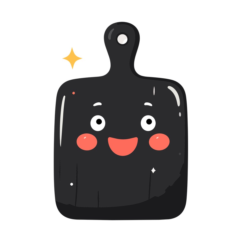 Cutting Board Kawaii Front – original artwork without the sticker border