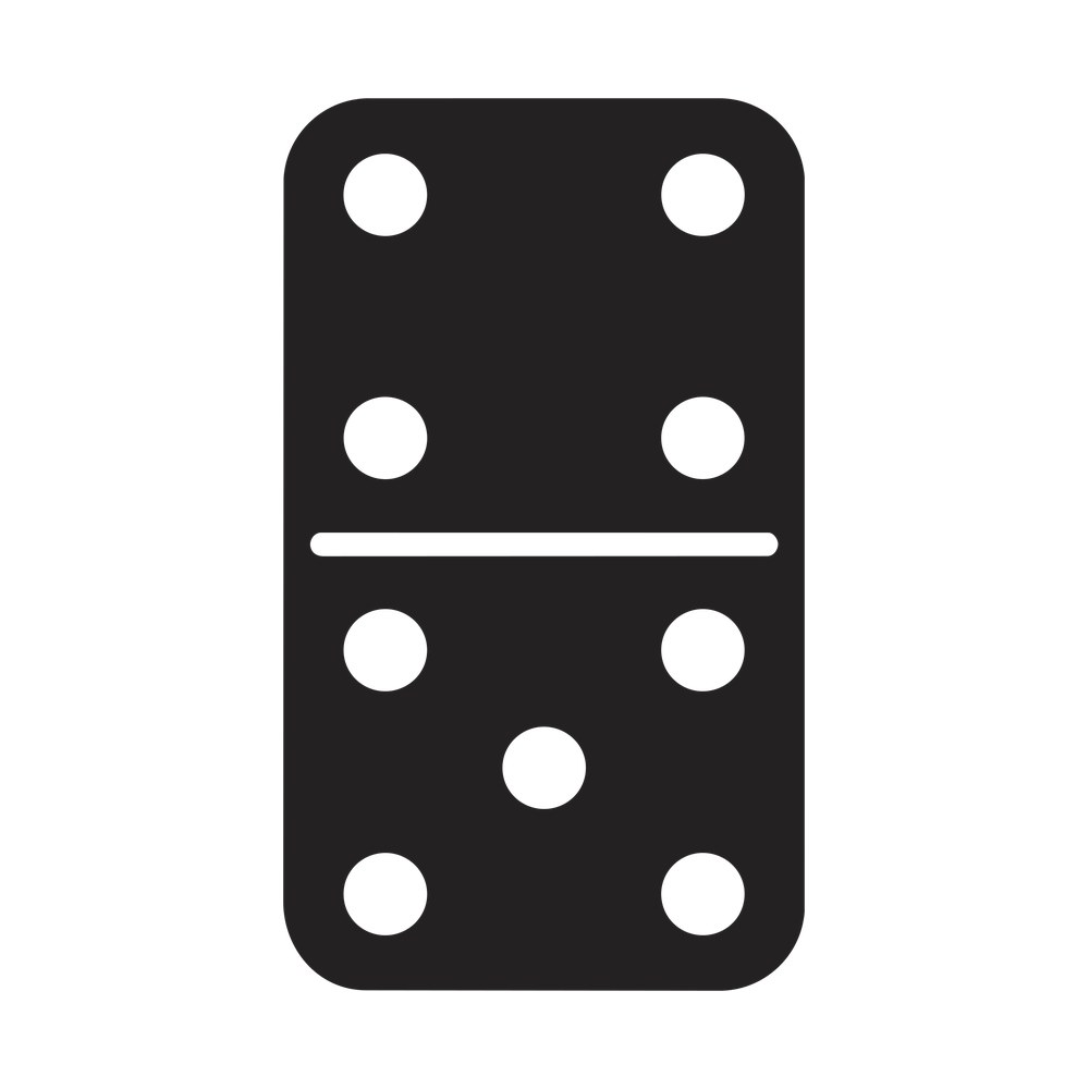 Solid black domino tile with four pips on the top half and five pips on the bottom half