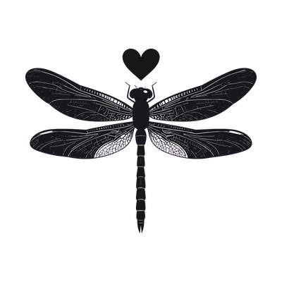 Dragonfly With Simple Wings Heart Front SVG cut file