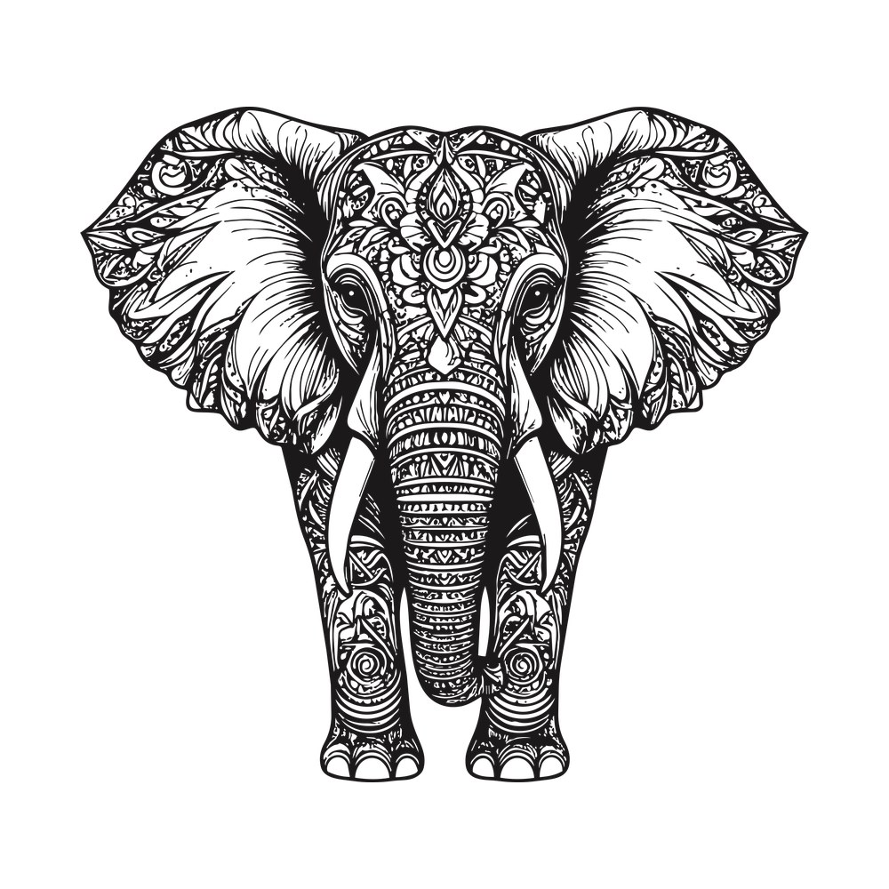 Elephant Mandala SVG cut file – SVG, PNG, DXF