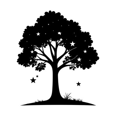 Fall Tree Stars Side SVG cut file