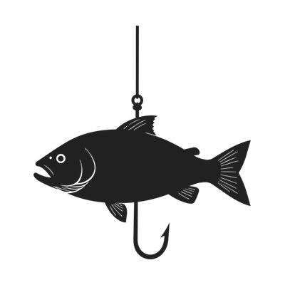 Fish On Hook Silhouette Side SVG cut file