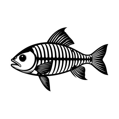Fish Skeleton Thickline Front SVG cut file