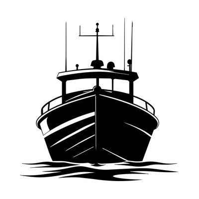 Fishing Boat Stencil Front SVG cut file