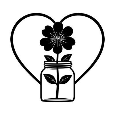 Flower In A Jar Heartframe SVG cut file