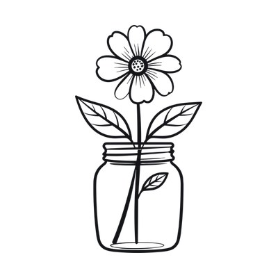 Flower In A Jar Thickline Front SVG cut file