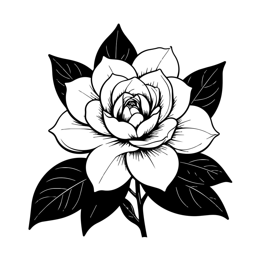 Gardenia Line SVG cut file – SVG, PNG, DXF