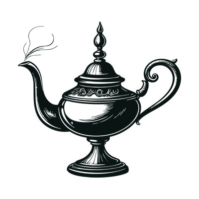 Genie Lamp Doodle Side SVG cut file