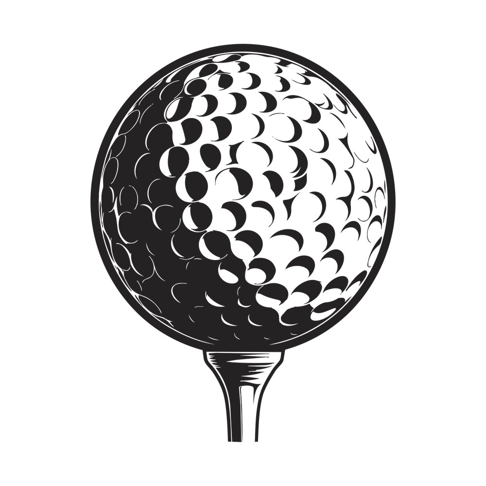 Golf Ball On Tee Sticker Front – original artwork without the sticker border