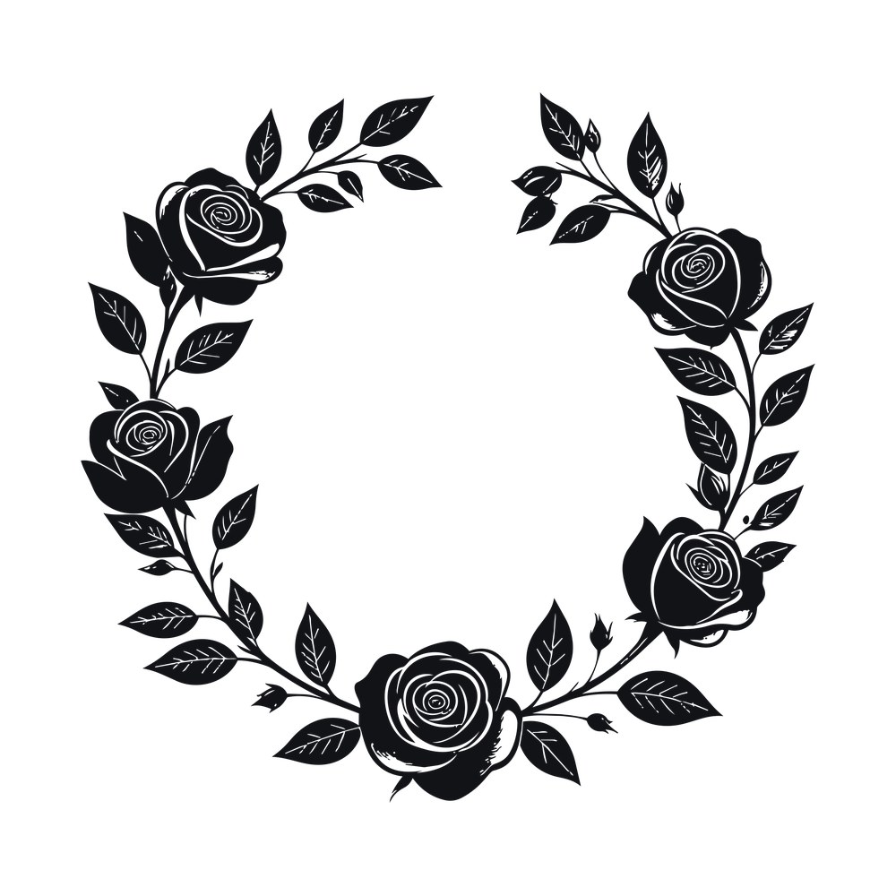 Half Rose Wreath SVG cut file – SVG, PNG, DXF