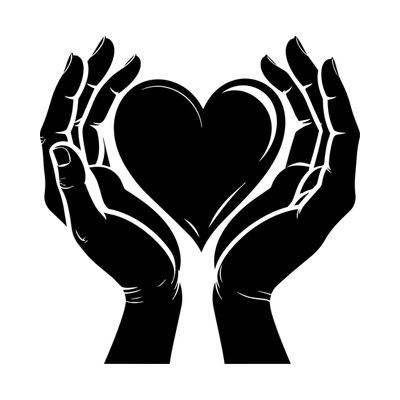 Hands Holding Heart Doodle SVG cut file