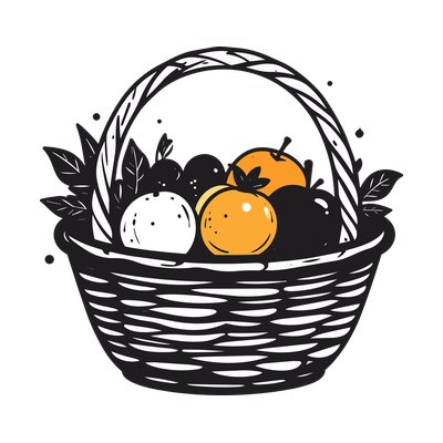 Harvest Basket Kawaii Side SVG cut file