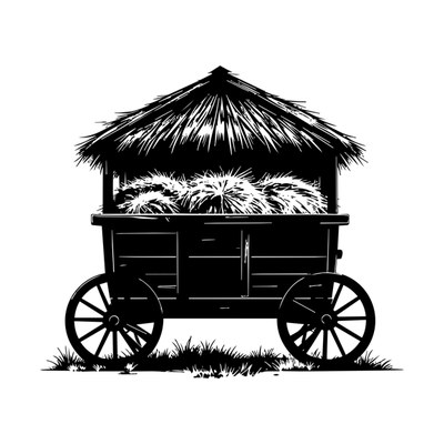 Hay Ride Wagon Geometric Front SVG cut file
