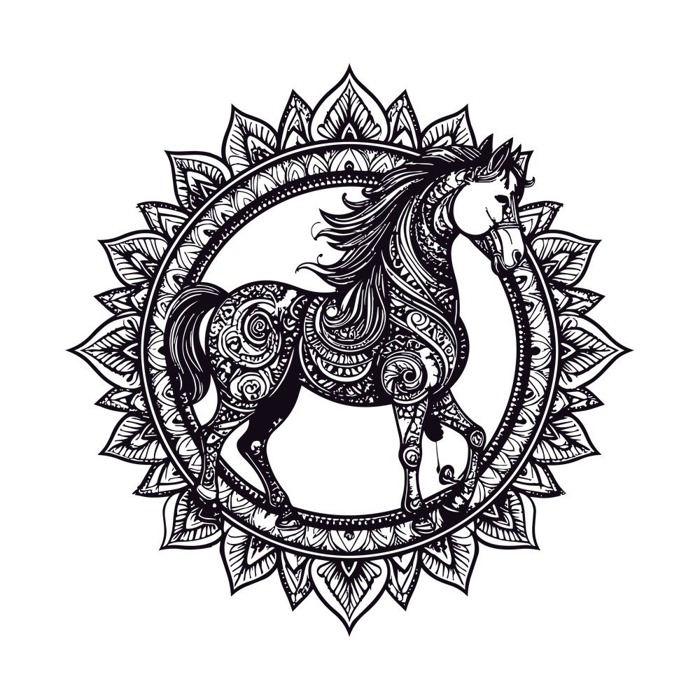 Horse Mandala SVG cut file – SVG, PNG, DXF