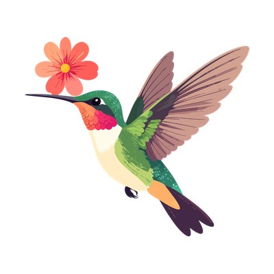 Hummingbird With Flower Side SVG cut file